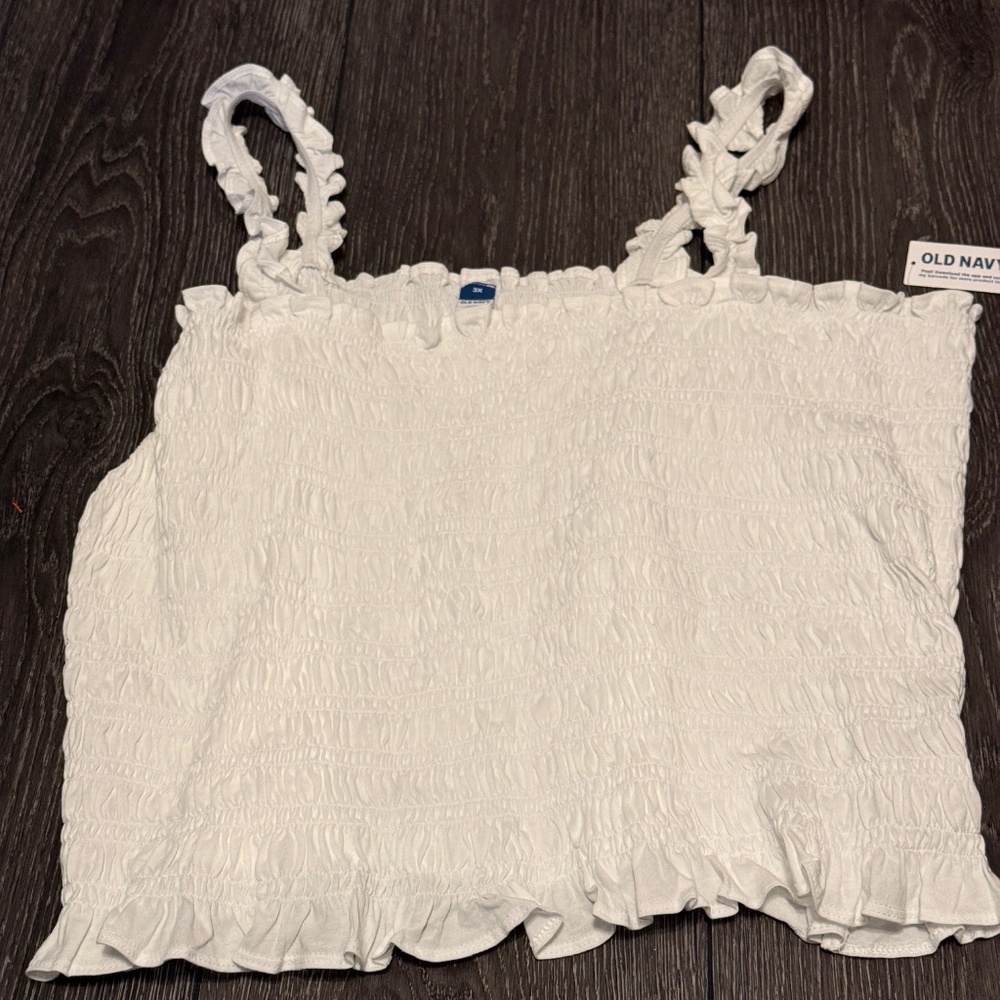 Old Navy white smocked tank top